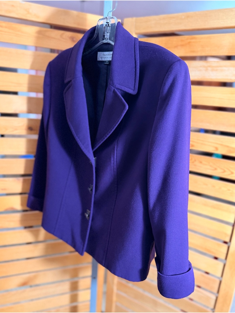 Tahari Purple Tailored Cropped Blazer - Picture 5 of 10